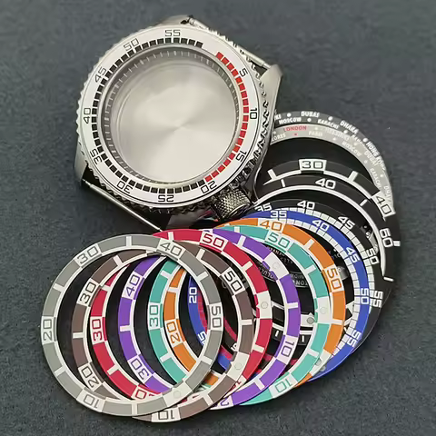 42mm Silver SKX007 Watch Case Flat Sapphire Glass Fit 4R 6R NH35 NH36 7S Movement 28.5mm Dial Men's 
