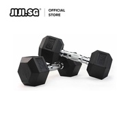 (JIJI.SG) Rubber Coated Hex Dumbbell 8-30KG with Contoured Chrome Handle - Hexagon dumbbell
