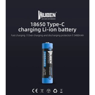 Wuben Rechargeable Type-C 18650 Battery - 3400mAh