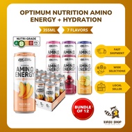 [Bundle of 4/12] Optimum Nutrition Amino Energy + Hydration Sparkling Drink 355ml  - Ready To Drink