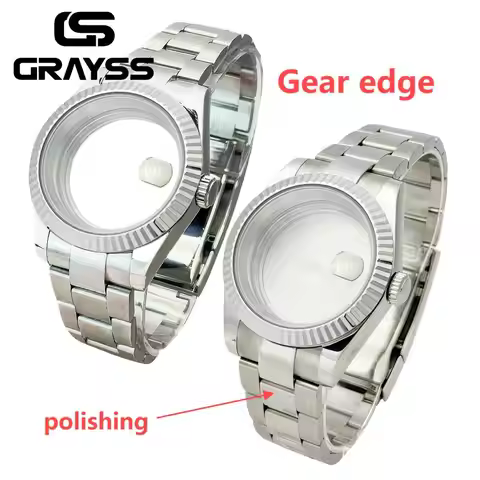 For Oyster Bracelet Strap DATEJUST 36/39MM Watch Case Fit NH34 NH35 NH36 Movement Sapphire Gear Edge