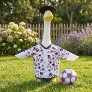 PIXELGLOW Lawn Geese Ornament, 23 Inch with 3D Soccer Cap Porch Geese Costume, Funny Decorative Foot
