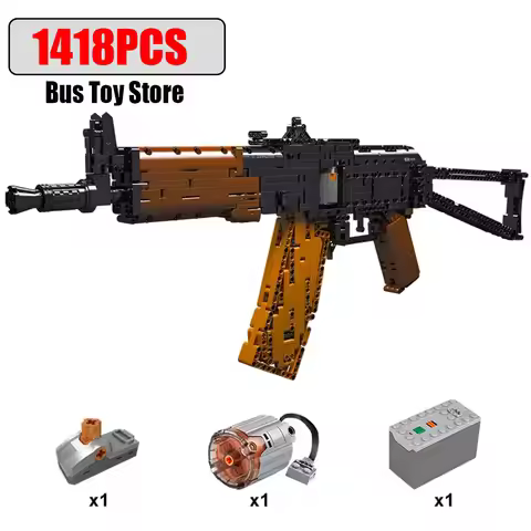 Ww2 Military Gun Technical Motorized AK-47 Gun Building Toys Mould King Building Blocks Weapon Brick