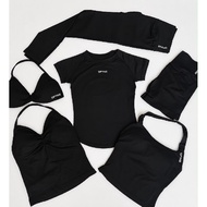 DFYNE Nylon High Elastic Matte Black Series Long Shorts Top Matching Sports Women