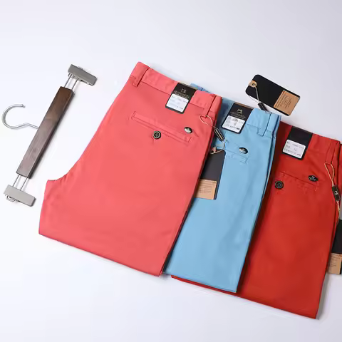 Thin Summer Solid Color Suit Pants Men Straight Korea Style Clothes Red Business Trousers Men Dress 