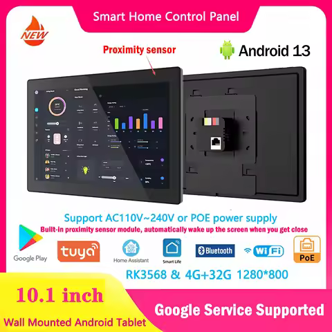 New 10.1-inch Android 13 Smart Home Control Panel AC110~240/POE Android Wall-Mount Tablet with Camer