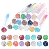 Quenteng Tube Eyelash Brush with Diamond Crystal Rod Portable Makeup Brush Flash Diamond Skin-Friend