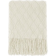 BOURINA Beige Throw Blanket 50x60 Inches Throw Textured Solid Soft Sofa Couch Decorative Knit Blanke
