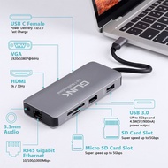 GLINK GL022 9 in 1 USB C ตัวแปลง TYPE C Hub HDTV VGA USB3.0 ประกันไทย 1 ปี