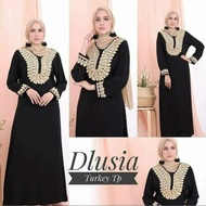 Daster Arab Jumbo Lengan Panjang Renda Terbaru Dlusia Turkey longdress