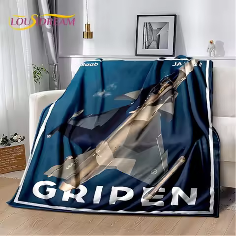 3D Air Force Jet Fighter Spitfire Aircraft Blanket,Flannel Soft Throw Blanket for Home Bedroom Bed S