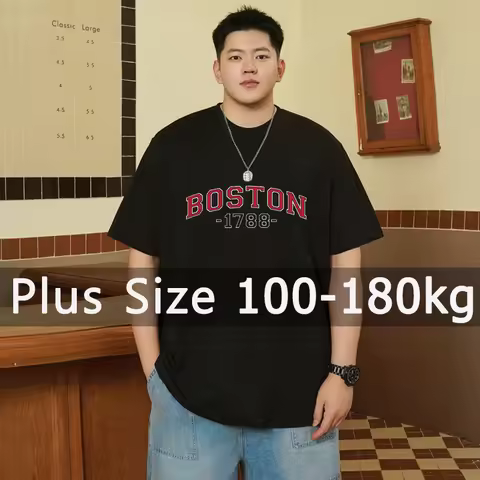 Mens T Shirts Printed Tee Plus Size 110-180kg 5XL 6XL 7XL Black T-shirt Round Neck Short Sleeve Over