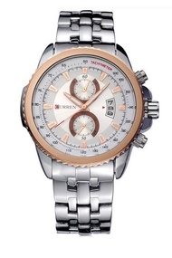 Curren นาฬิกาข้อมือผู้ชาย สายสแตนเลส รุ่น C8082 - Silver/White พร้อมกล่องนาฬิกา CURREN (Clearance Sa
