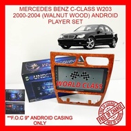 MERCEDES BENZ W203 2000-2004 (WALNUT WOOD)9" SOUNDSTREAM ANDROID IPS PLAYER FULL HD SCREEN WITH ( F.O.C ANDROID CASING )