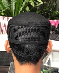 peci kopiah taliban warna hitam polos motif bulat - bulat kecil