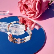 古城玫瑰。粉晶 茶晶 鴿血紅草莓晶 14K包金 水晶礦石設計手鍊