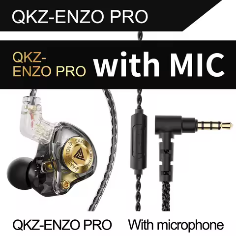 QKZ Enzo Pro HiFi Wired Earphones With Microphone Sports Music DJ Removable Headphones 3.5MM Common 