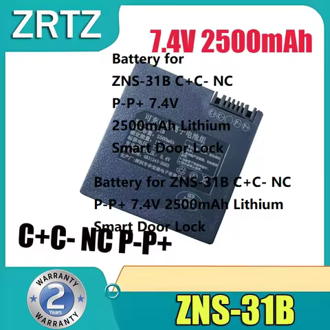 Battery for ZNS-31B C+C- NC P-P+ 7.4V 2500mAh Lithium Smart Door Lock