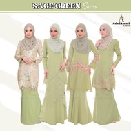 Tema Sage Green Baju Kurung Dewasa Plus size Lace Moden Tunang Bridesmaid Kenduri Raya (Size 34-60)