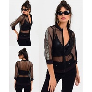 Long Glamy glitter top glitter beaded top mesh top mesh mesh top