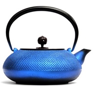 及富 南部鐵器 鐵瓶 鐵壺 平丸霰 藍色 銅蓋1.2L  IH對應 日本