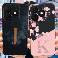 ITEL A50 Cute Flower Initial Letter Phone Casing itel A50 Black Silicone Soft Case