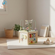 [Dovewill] Wooden Activity Cube Multifunction Physical Skills Toy Learning Cube Toy Educational Baby