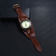Fashion Quartz Male Watch Roman Numbers Vintage PU Leather Wristwatch for Home Office Working