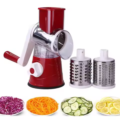 Multi color multifunctional drum type hand cranked vegetable slicer, household kitchen vegetable sli