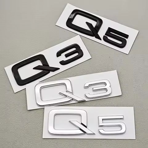 3D ABS Chrome Black Car Letters Q3 Q5 Logo Rear Trunk Badge Emblem Decals For Audi TFSI Q3 Q5 8U 8R 
