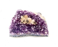 天然原皮原礦紫晶簇共生方解石及黑碧璽 紫水晶 家居 辦公室 擺件