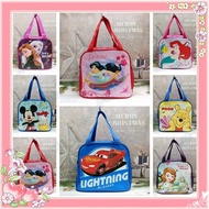 [Bibi Shop] Children's Tableware Disney Mickey Aladdin Fia Mermaid Frozen Cartoon Meal Bag Lunch Tot