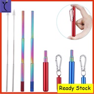 304 Stainless Steel Telescopic Rainbow Straw Portable Straw Travel Reusable Collapsible Metal Drinking Straw Brush