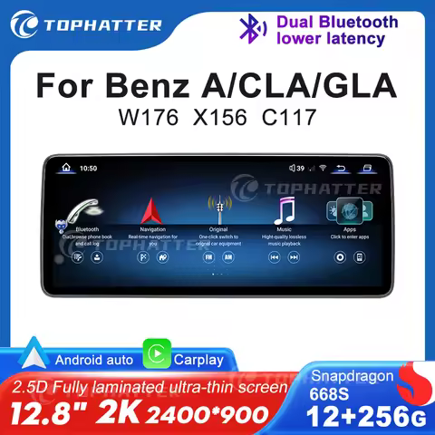 12.8" 2.5D 2K Car radio For Mercedes Benz A Class W176 X156 C117 Wireless CarPlay Android Auto Multi