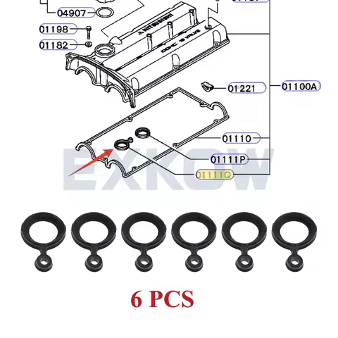 6PCS Rocker Cover Spark Plug Hole Gasket for Mitsubishi Pajero Montero V25 V45 3.5L 3000GT Colt Lanc