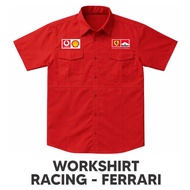 Kemeja Ferrari F1 Racing Shirt | Workshirt F1 Ferrari | Premium Automotive Workshop Clothes