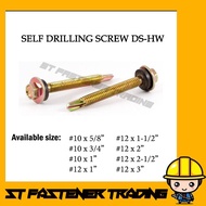 Self Drilling Hex Head Roofing Awning Screw For Metal / Hex Self Drilling Screw C/W Washer (DS) 10pcs