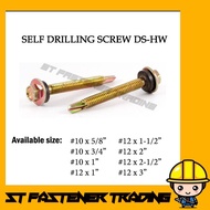 Self Drilling Hex Head Roofing Awning Screw For Metal / Hex Self Drilling Screw C/W Washer (DS) 10pc