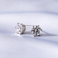 Pt950 Solitaire Round Earrings with Lab-Grown Diamond (1.0ct, Certified) Made in JAPAN - YUUKI JEWEL