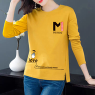 ●COSHOP● baju perempuan lengan panjang / tshirt women korean style Milk Silk long-sleeved t-shirt loose plus size letter tops