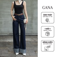 Women's straight-leg jeans with folded form, high waist, flattering high-quality jeans Gana Clothing