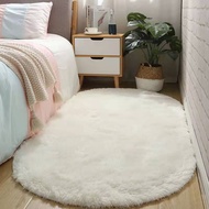 【】 Oval White Pile Rugs Bedroom Rugs Living Room Carpet Non Slip Childrens Furry Rug Bedside Home De