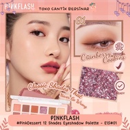 Pinkflash PinkDessert 12 Shades Eyeshadow Palette Eyebrow Cosmetics High Pigment And Smooth Powder Eye Makeup - 01 Cranberry Cookies