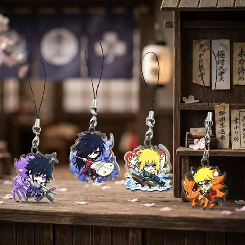 Naruto Sasuke Madara Minato 5cm Acrylic Phone Strap Chibi Ninja Pendant Naruto Anime Bag Hanging Col