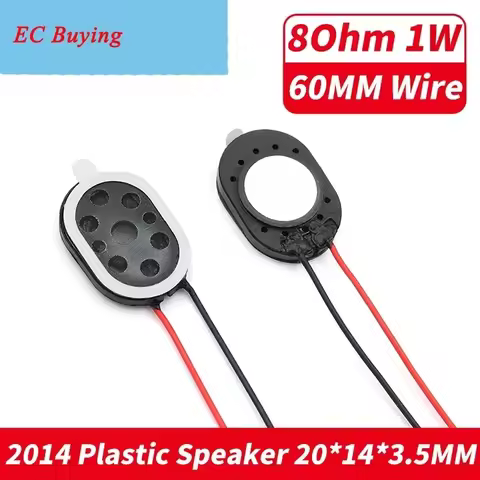 5Pcs/Lot 2014 Internal Magnetic Plastic Speaker 8Ohm 1 Watt Elliptical Flat Panel MP3 Speaker Wire L