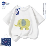 Short Sleeve T-shirt para sa mga bata na may disenyo ng elepante. Gawa sa puro koton para sa tag-ini