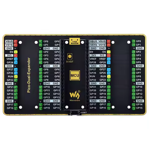 Raspberry Pi Pico Dual GPIO Expander Four Sets of Male Headers USB Power Connector Expansion Board f