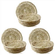(LAZK) 15 Pcs Bamboo Paper Plate Holder - 10 Inch Round Woven Plate Holder Reusable Paper Plate Hold