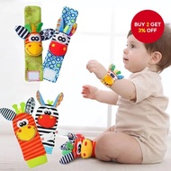 0-12 Months Baby Rattles Toys Animal Socks Wrist Strap +Rattle Baby Foot Socks Bug Toddler Toys Baby
