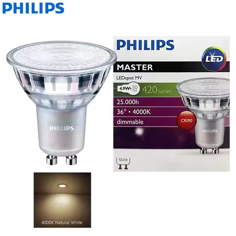Philips GU10 PAR16 LED 4.9W 4000K Natural White MASTER LEDspot 220-240V 36° LED Bulb Dim Replace 50W